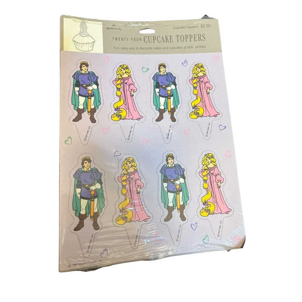 Vintage‎ 1989 Hallmark 24 Cupcake Toppers Prince And Princess￼ Card Stock NOS